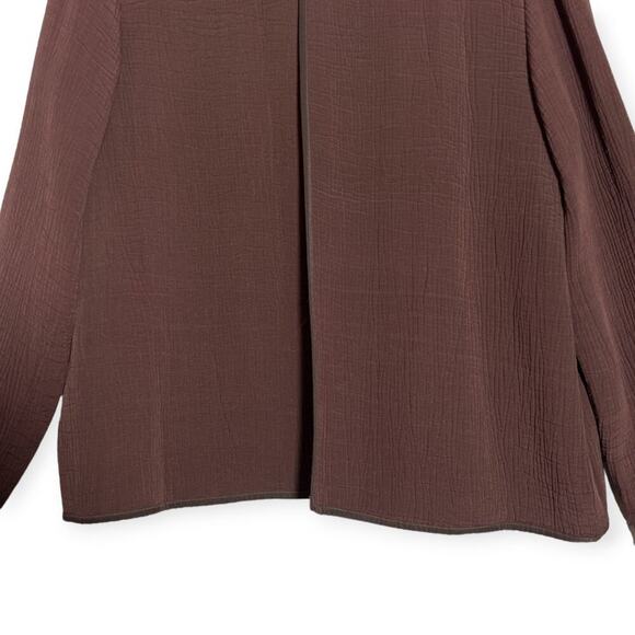Eileen Fisher Silk Sponge Jacket SIZE S Maroon Brown Magnetic Collar Coat - Picture 4 of 8